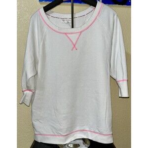 Victoria's Secret Supermodel Essentials Sweatshirt SZ LargeWHITE 3/4 Sleeve PINK